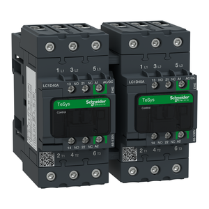 Schneider Electric LC2D40AEHE TeSys Deca reversing contactor - 3P - <= 440 V - 40 A AC-3 - 48...130 V AC/DC coil Schneider Electric LC2D40AEHE TeSys Deca reversing contactor - 3P - <= 440 V - 40 A AC-3 - 48...130 V AC/DC coil