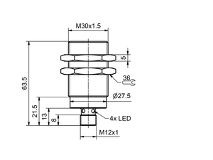 SensoPart IMT 30-FM-S-B2-PSL-L4M Inductive sensor M30 / all-metal housing / factor 1