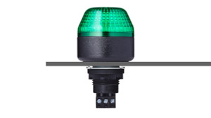 Sprecher + Schuh 801106405 M22 Panel Mount Signaling IBM 45mm Beacon Steady/Flashing LED Green 24V AC/DC Gray IP65