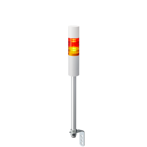 Patlite LR5-202LEBW-RY 2-tier 50mm diameter, 24V DC, L-bracket pole-mount Signal Tower with RJ-45 port for LAN Connection; Off-white body, IP65, Red, Amber LED with buzzer module