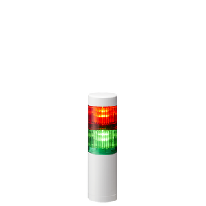Patlite LR5-202WENW-RG 2-tier 50mm diameter, 24V DC, Direct mount Signal Tower with RJ-45 port for LAN Connection; Off-white body, IP65, Red, Green LED; Buzzer module sold separately