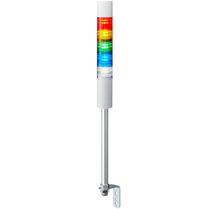 Patlite LR5-502LEBW-RYGBC 5-tier 50mm diameter, 24V DC, L-bracket pole-mount Signal Tower with RJ-45 port for LAN Connection; Off-white body, IP65, Red, Amber, Green, Blue, White LED with buzzer module