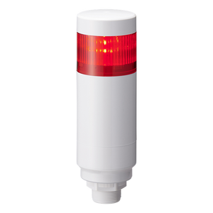 Patlite LR6-102W4NW-R 1-tier 60mm diameter, 24V DC Signal Tower with multi-mount 1/2" NPT socket and M30 external threads; 4-pin M12 connector, Off-white body, IP65, Red LED (supports up to 3 LED)
