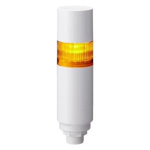 Patlite LR6-102W5BW-Y 1-tier 60mm diameter, 24V DC Signal Tower with multi-mount 1/2" NPT socket and M30 external threads; 5-pin M12 connector, Off-white body, IP65, buzzer and Amber LED (supports up to 3 LED and buzzer)