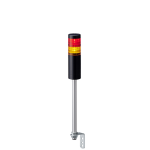 Patlite LR6-202L4NK-RY 2-tier 60mm diameter, 24V DC Pole-mount Signal Tower with L-bracket; 4-pin M12 connector, Black body, IP54, Red, Amber LED (supports up to 3 LED)