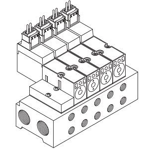 SMC VV4QD15-10C4 VQD1000 Series 4 Port Solenoid Valve Direct Operated Poppet Type Plug Lead Unit Manifold Base