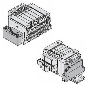 SMC VV5Q11-02N7G0 VQ1000/2000 Series 5 Port Solenoid Valve Plug-In Unit Base Mounted G Flat Ribbon Cable WithTerminal Block