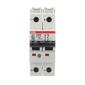 ABB S202UDC-K10 2-Pole Miniature Circuit Breaker, 10A, 60VDC, UL489 Standard, Dual Tripping Mechanisms for Overload and Short Circuit Protection ABB S202UDC-K10 2-Pole Miniature Circuit Breaker, 10A, 60VDC, UL489 Standard, Dual Tripping Mechanisms for Overload and Short Circuit Protection