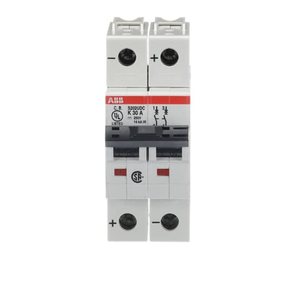 ABB S202UDC-K30 Miniature Circuit Breaker, 2-Pole, K Characteristic, 30A, 60 VDC - UL489 Compliant for DC Applications ABB S202UDC-K30 Miniature Circuit Breaker, 2-Pole, K Characteristic, 30A, 60 VDC - UL489 Compliant for DC Applications