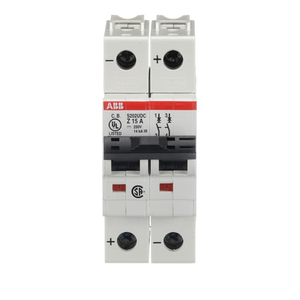 ABB S202UDC-Z15 Miniature Circuit Breaker - 2 Pole, 15A, 60 VDC, UL489 Compliant for DC Applications