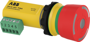 ABB INCA 1 EC TINA Emergency Stop Button with LED Indicator, 22.5mm Panel Mount, DYNlink & StatusBus Compatible