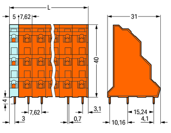 WAGO 285-604 2-conductor through terminal block; 35 mm²; lateral