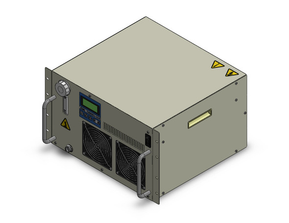 <h2>HECR, Rack Mounted Thermoelectric Chiller, Air Cooled</h2><p><h3>The HECR is a refrigerant-free temperature control device mountable in a 19-inch rack. Rack mounting recovers desktop or floor space, permitting stacking of related devices and mobility, depending on the rack style. Air cooling frees the installation from dependence on facility cooling water. This model achieves high precision regulation of recirculating coolant using an air-cooled peltier element. This device is self-contained with peltier regulating element, fan cooled heat exchanger, pump, tank and power supply.</h3>- Fluid fill and drain ports (800W, 1kW) on the front<br>- Mechanical sealless magnet pump eliminates shaft seal leaks<br>- Cooling/Heating capacities: 200W/600W, 400W/1kW, 510W/1.2kW, 800W/1.4kW, 1kW/2kW<br>- Temperture stability:  0.03 C or Better depending on load stability<br>- Power supply requirement: 100 ~ 240 VAC (200-800W) or 200~240 VAC (1kW) (50/60Hz)<br>- Circulating Fluid: water or 20% ethylene glycol<br>- Standards: CE, UL, RoHS<br>- <p><a href="https://content2.smcetech.com/pdf/HECR.pdf" target="_blank">Series Catalog</a>