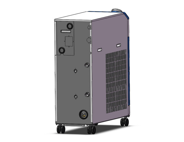 <h2>HRSH090, Large Capacity, High Efficiency Inverter Compact Chiller, 230/460 VAC</h2><p><h3>The HRSH090 is a compact chiller with large cooling capacity. A 9.5kW air cooled or 11kW water cooled refrigerating method can be selected. The system is controlled with a triple inverter, offering premium energy savings. Inverter technology allows precise delivery of fan, compressor and pump performance instead of less efficient ON/OFF cycling. The operation interface includes an input keypad and digital display, and an angled fluid supply port with level check. Filter replacement is tool-less for the air cooled model. Power supplies are available in 200 and 400 VAC 3-phase, and function in both 50 and 60 Hz environments for global compatibility. Alarms report on a variety of circuit and equipment conditions to preserve optimal operation.</h3>- Inverter compressor, fan, and pump for efficient power consumption<br>- Cooling capacity: 9.5kW (Air), 11kW (Water)<br>- Temperature range setting: 5 to 40  C<br>- Temperature stability:  0.1  C<br>- Standards: CE (400V only), RoHS<br>- Circulating fluid: Tap water, deionized water, or 15% ethylene glycol solution <p><a href="https://content2.smcetech.com/pdf/HRSH090.pdf" target="_blank">Series Catalog</a>
