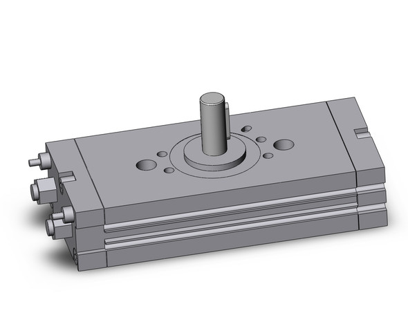 <h2>C(D)RQ2B, Compact Rotary Actuator, Rack &amp; Pinion</h2><p><h3>The CRQ2 series is a compact rotary, rack and pinion style actuator. Single and double shaft types are available in all sizes (10~40mm). The CRQ2 uses internal cushioning and the body can be used as a flange. The use of a double piston eliminates backlash. Auto switches are available.<br>- </h3>- Low profile<br>- Both single shaft and double shaft are available in all sizes<br>- 2 auto switches are mountable on the same side<br>- Rotating angle adjusting range: 350  to 370 <br>- Options include magnet, shaft type, port thread style, and air cushion<p><a href="https://content2.smcetech.com/pdf/CRQ2.pdf" target="_blank">Series Catalog</a>