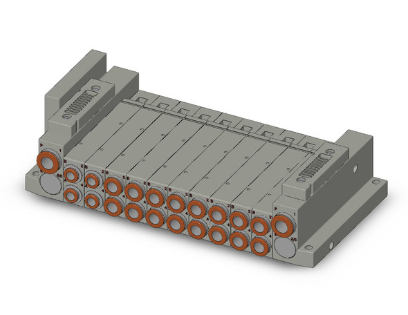 SMC SS5V2-W10S10D-10BS-N7 4/5 port solenoid valve ss5v 10 station manifold, tie-rod base