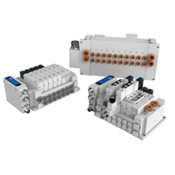 <h2>SY Plug-in Connector Connecting Base for EX600 and Other Fieldbus Options</h2><p><h3>Our SY Series manifolds and valves can be designed by you.  Online valve manifold configurator that allows you to design your own valve/manifold. You can choose your I/O type, select a specific valve for each station and even choose blanking plates for future expansion.  After designing your SY Series valve/manifold, you can download the CAD model and BOM for your assembly.<br>- *** We are currently experiencing long lead times for some SY products.  Please consult with SMC Representative for alternatives ***</h3>- Plug-in connector connecting base<br>- Side, top or bottom ported<br>- Available with external pilot<br>- One-touch fittings<br>- <p><a href="https://content2.smcetech.com/pdf/SY.New.pdf" target="_blank">Series Catalog</a>