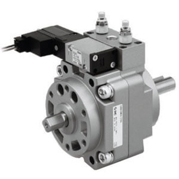 <h2>C(D)VRB1, Vane Rotary Actuator w/Solenoid Valve</h2><p><h3>The CVRB1 series is a vane style rotary actuator with solenoid valve. Available bore sizes include 50, 63, 80 and 100mm. There are two mounting styles (basic or foot) and either single or double vane types to choose from. Other options include auto switch capability.</h3>- Rotary actuator with valve, angle adjustable<br>- Bore sizes: 50, 63, 80, 100 (mm)<br>- Single or double vane type<br>- Six angle rotations available<br>- Auto switch capable<p><a href="https://content2.smcetech.com/pdf/CRB1.pdf" target="_blank">Series Catalog</a>