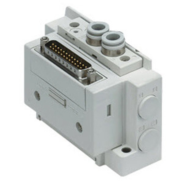 <h2>SS5Y5-10/11, 5000 Series Manifold, D-sub Connector, Flat Ribbon Cable, PC Wiring (IP40)</h2><p><h3>SMC has improved product performance and reliability with the redesigned SY series valve.  The SY3000 and SY5000 have the same valve width as their predecessors, but the flow has been increased by up to 80%, allowing the valve size to be reduced. A built-in strainer in the pilot valve prevents trouble caused by foreign matter. By using H-NBR seal material for the main valve and seals, Ozone resistance has been improved.   Side, top and bottom port/pipe directions are available to allow flexible installation.  The SY is available in body ported or base mounted styles, and can be used individually or manifold mounted.<br>- *** We are currently experiencing long lead times for some SY products.  Please consult with SMC Representative for alternatives ***</h3>- Plug-in connector connecting base<br>- Side or bottom ported<br>- Available with external pilot<br>- Connector types: D-sub, Flat ribbon cable (26, 20 or 10 pins), PC wiring<br>- One-touch fittings<p><a href="https://content2.smcetech.com/pdf/SY.New.pdf" target="_blank">Series Catalog</a>
