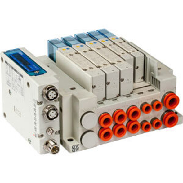 <h2>SS5Y5-10/11S, 5000 Series Manifold, Side/Bottom Ported for EX260 Integrated-type for Output Serial Transmission System</h2><p><h3>SMC has improved product performance and reliability with the redesigned SY series valve.  The SY3000 and SY5000 have the same valve width as their predecessors, but the flow has been increased by up to 80%, allowing the valve size to be reduced. A built-in strainer in the pilot valve prevents trouble caused by foreign matter. By using H-NBR seal material for the main valve and seals, Ozone resistance has been improved.   Side, top and bottom port/pipe directions are available to allow flexible installation.  The SY is available in body ported or base mounted styles, and can be used individually or manifold mounted.<br>- *** We are currently experiencing long lead times for some SY products.  Please consult with SMC Representative for alternatives ***</h3>- Plug-in connector connecting base<br>- Side or bottom ported<br>- Available with external pilot<br>- One-touch fittings<p><a href="https://content2.smcetech.com/pdf/SY.New.pdf" target="_blank">Series Catalog</a>