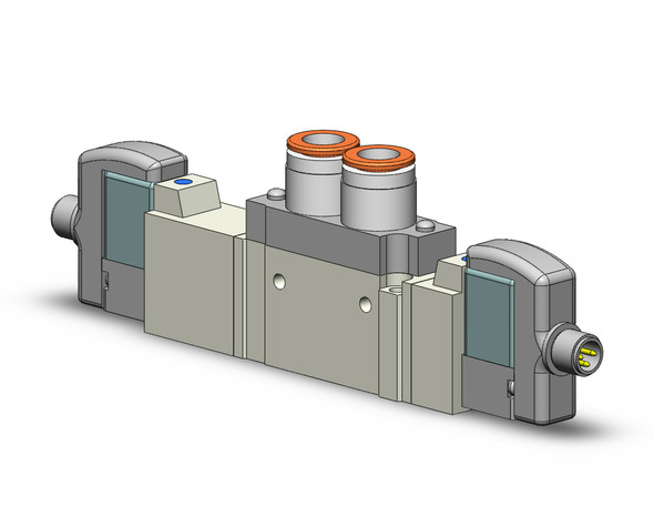 <h2>SY5000, 5 Port Solenoid Valve, All Types</h2><p><h3>Series SY offers major advances in valve performance for cost-effective solutions to your requirements. The series offers high flow with low power consumption in a compact design. The SY is available in body ported or base mounted styles and can be used individually or manifold mounted.<br>- </h3>- Fluid: air<br>- Operating pressure range: (internal pilot) 0.1 - 0.7MPa(external pilot) -100kPa to 0.7MPa(external pilot, pilot pressure range) 0.25 - 0.7MPa<br>- Effective area mm 2 (Cv): body ported 10.6 (0.59);base mounted 12.6 (0.7)<br>- Coil rated voltage: 3, 5, 6, 12, 24VDC;100, 110, 200, 220VAC<br>- Response time (0.5MPa) w/o indicator light  surge voltage suppressor: 32ms or less<br>- Ambient   fluid temperature: 50 C <p><a href="https://content2.smcetech.com/pdf/SY3.5.7.9000.pdf" target="_blank">Series Catalog</a>