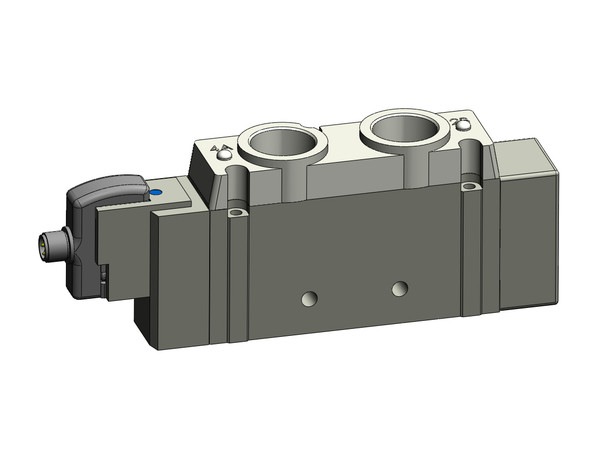 <h2>SY9000, 5 Port Solenoid Valve, All Types</h2><p><h3>Series SY offers major advances in valve performance for cost-effective solutions to your requirements. The series offers high flow with low power consumption in a compact design. The SY is available in body ported or base mounted styles and can be used individually or manifold mounted.<br>- </h3>- Fluid: air<br>- Operating pressure range: (internal pilot) 0.1 - 0.7MPa(external pilot) -100kPa to 0.7MPa(external pilot, pilot pressure range) 0.25 - 0.7MPa<br>- Cv up to 2.5<br>- Coil rated voltage: 3, 5, 6, 12, 24VDC;100, 110, 200, 220VAC<br>- Response time (0.5MPa) w/o indicator light  surge voltage suppressor: 32ms or less<br>- Ambient   fluid temperature: 50 C<br>- <p><a href="https://content2.smcetech.com/pdf/SY3.5.7.9000.pdf" target="_blank">Series Catalog</a>