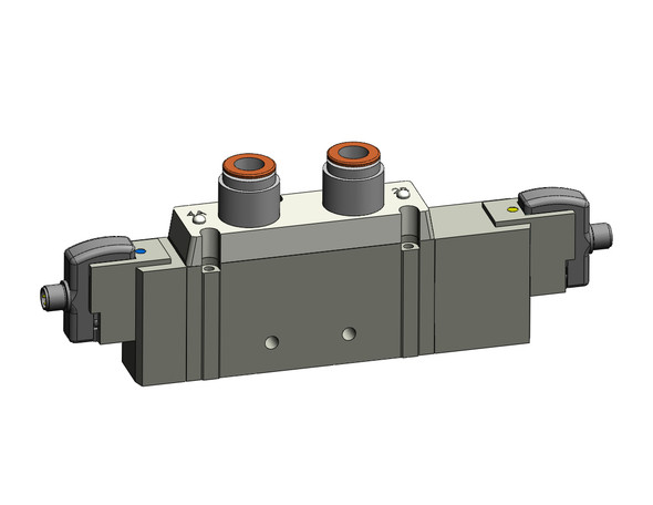 <h2>SY9000, 5 Port Solenoid Valve, All Types</h2><p><h3>Series SY offers major advances in valve performance for cost-effective solutions to your requirements. The series offers high flow with low power consumption in a compact design. The SY is available in body ported or base mounted styles and can be used individually or manifold mounted.<br>- </h3>- Fluid: air<br>- Operating pressure range: (internal pilot) 0.1 - 0.7MPa(external pilot) -100kPa to 0.7MPa(external pilot, pilot pressure range) 0.25 - 0.7MPa<br>- Cv up to 2.5<br>- Coil rated voltage: 3, 5, 6, 12, 24VDC;100, 110, 200, 220VAC<br>- Response time (0.5MPa) w/o indicator light  surge voltage suppressor: 32ms or less<br>- Ambient   fluid temperature: 50 C<br>- <p><a href="https://content2.smcetech.com/pdf/SY3.5.7.9000.pdf" target="_blank">Series Catalog</a>