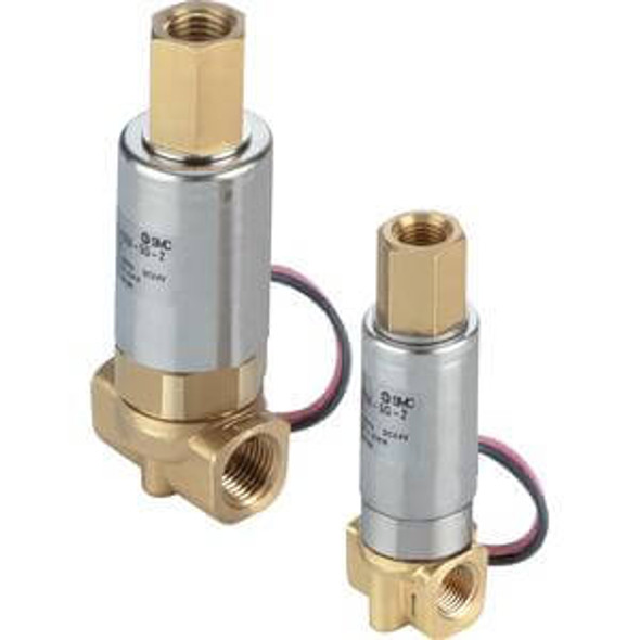 <h2>VDW200/300, 3 Port Solenoid Valve for Water &amp; Air</h2><p><h3>The VDW200/300 series is a compact, direct operated, 3 port solenoid valve for water, air and vacuum. The use of a unique magnetic material reduces the operating resistance of moving parts, improving service life, wear and corrosion resistance.<br>- </h3>- Compact direct operated<br>- For air, medium vacuum, water<br>- Port sizes: M5, 1/8, 1/4<br>- Body material: brass, stainless steel<br>- Seal material: NBR, FKM, EPDM<p><a href="https://content2.smcetech.com/pdf/VDW.pdf" target="_blank">Series Catalog</a>