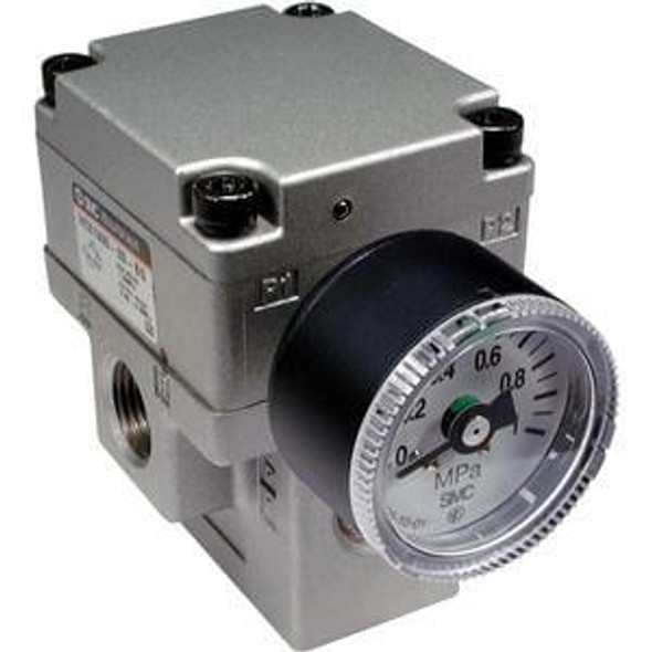 <h2>VEX1*0, Power Valve, Regulator Valve</h2><p><h3>Power valve series VEX includes a regulator valve (VEX1*0), precision regulator (VEX1*3), 3 position valve (VEX3) and a economy valve (VEX5). The 3 port large capacity poppet exhausting regulator is equipped with a relief port the same size as the connection port. The 3-port, 3-position double solenoid that permits vacuum suction, vacuum destruction,   suspension (closed) is ideal for a system where many valves are used.<br>- </h3>- Power valves series, regulator valve<br>- Styles: air operated, external pilot solenoid<br>- Port sizes (mm): 1/8, 1/4, 3/8, 1/2, 3/4, 1, 1 1/4, 1 1/2, 2<br>- Maximum operating pressure: 1.0MPa<br>- Ambient   fluid temperature: 0 to 50 C<br>- <p><a href="https://content2.smcetech.com/pdf/VEX.pdf" target="_blank">Series Catalog</a>