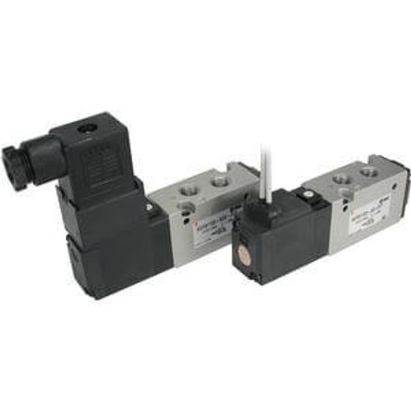 <h2>VFS1000, Body Ported Type Valve</h2><p><h3>Series VFS consists of 5 port pilot solenoid valves with metal seals and base mounted or body ported type manifolds. Base mounted manifolds are available in plug-in and non plug-in styles. Body ported manifolds are available with bar or separate type manifold bases. Port sizes range from 1/8 to 3/4 with Rc(PT), NPTF   G(PF) thread types available. Various options also available.<br>- </h3>- VFS1000, body ported type valve<br>- Thread: Rc(PT)<br>- Fluid: air and inert gas<br>- Maximum operating pressure: 9.9kgf/cm <br>- Ambient   fluid temperature: -10 to 60 C<br>- Manual override: non locking push style<br>- <p><a href="https://content2.smcetech.com/pdf/VFS.pdf" target="_blank">Series Catalog</a>