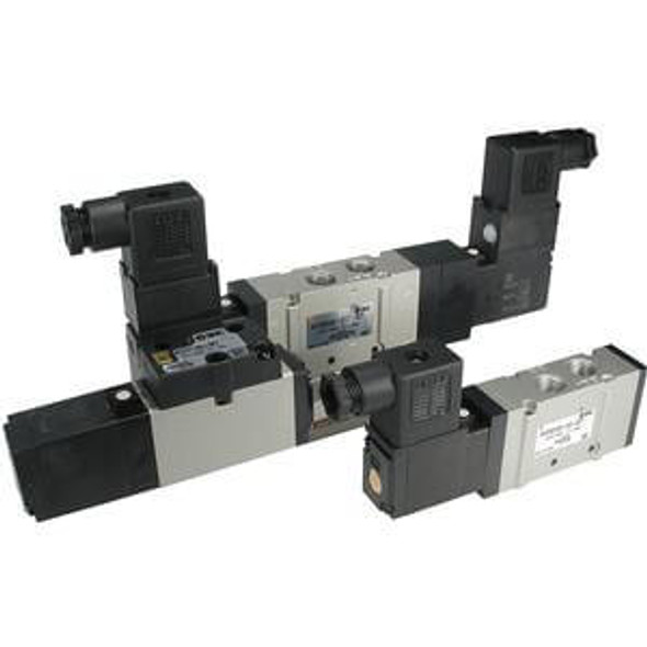 <h2>VFS2000, Body Ported &amp; Base Mounted Type Valve</h2><p><h3>Series VFS consists of 5 port pilot solenoid valves with metal seals and base mounted or body ported type manifolds. Base mounted manifolds are available in plug-in and non plug-in styles. Body ported manifolds are available with bar or separate type manifold bases. Port sizes range from 1/8 to 3/4 with Rc(PT), NPTF   G(PF) thread types available. Various options also available.<br>- </h3>- VFS2000, body ported   base mounted valves<br>- Thread type: Rc(PT)<br>- Port sizes: 1/8, 1/4<br>- Maximum operating pressure: 9.9kgf/cm <br>- Ambient   fluid temperature: -10 to 60 C<br>- Manual override: non locking push style<br>- <p><a href="https://content2.smcetech.com/pdf/VFS.pdf" target="_blank">Series Catalog</a>