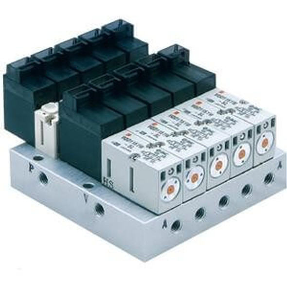 <h2>VQD1000-V, Vacuum/Release Unit</h2><p><h3>VQD1000 series 4 port, direct operated, poppet solenoid valve offers large flow capacity in a compact, lightweight body. Vacuum applications (up to -100kPa) are possible. Components of the VQD1000 valves that are in contact with fluid are all copper free. The VQD series offers a remarkably quick and stable response time.<br>- </h3>- Response speed 13 msec (at 500 mm)/18.5 msec (at 1000mm)<br>- Smooth detachment of a work piece without over-blow<br>- No need to adjust the timing when switching between vacuum and positive pressure<br>- No need to design a restrictor circuit for release air<br>- Operating pressure:  Suction (negative pressure): 0 to -100 kPa, Release (positive pressure) : 0 to 0.7 MPa<p><a href="https://content2.smcetech.com/pdf/VQD_V.pdf" target="_blank">Series Catalog</a>