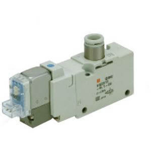 <h2>VQZ**2, 200/300 Series, 3 Port Solenoid Valve, Body Ported</h2><p><h3>Series VQZ base mount solenoid valves combine convenience with durability and performance in a more traditional mounting style. Series VQZ Body Ported Solenoid Valves combine flexibility with high performance and long life in an inline body style.<br>- </h3>- Fluid: air, inert gas<br>- Operating pressure range: 0.1 - 0.7MPa(high pressure style: 1.0MPa)<br>- Cv factor: VQZ200 0.4 - 0.6; VQZ300 0.75 - 0.9<br>- Coil rated voltage: 12, 24VDC;100, 110, 200, 220VAC<br>- Response time:VQZ200 metal seal 14ms or less; rubber seal 15ms or lessVQZ300 metal seal 17ms or less; rubber seal 25ms or less<br>- <p><a href="https://content2.smcetech.com/pdf/VQZ_3Pt.pdf" target="_blank">Series Catalog</a>