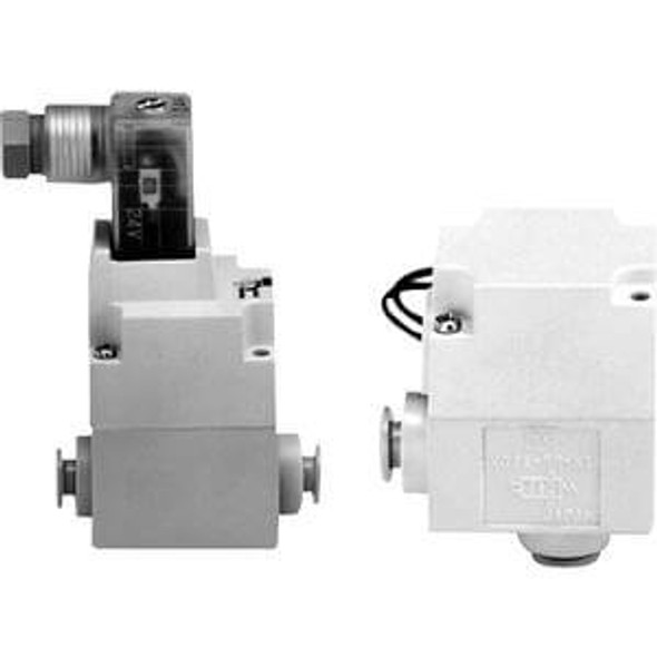 <h2>VQ20/30, 2 Port Solenoid Valve, Pilot Operated</h2><p><h3>The VQ20/30 series is a pilot operated, two port multi-media valve. The series is compact and lightweight with a large flow capacity. The VQ20/30 s long life, high speed coil (up to 20 million cycles at 100cps for pneumatic use) along with its all plastic construction make it an excellent choice for those who want high performance at a lower cost.<br>- </h3>- Fluid: air, inert gas<br>- Operating pressure range: 0.01 to 0.6 MPa<br>- Flow rate: 0.39 Cv (VQ20), 0.81 (VQ30)<br>- Coil rated voltage: 12, 24VDC; 100, 110, 200VAC<br>-  OFF Response time: 5ms or less <br>- Ambient/fluid temp: -10 to 50 C<p><a href="https://content2.smcetech.com/pdf/VQ20.pdf" target="_blank">Series Catalog</a>