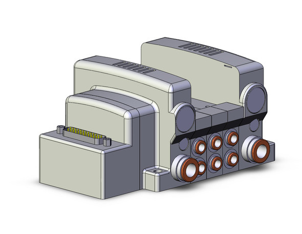 <h2>VV5QC21-F, 2000 Series, Base Mounted Manifold, Plug-in, D-sub Connector</h2><p><h3>The VQC series has five standard wiring packages bringing a world of ease to wiring and maintenance work, while the protective enclosures of three of them conform to IP67 standards for protection from dust and moisture. The use of multi-pin connectors to replace wiring inside manifold blocks provides flexibility when adding stations or changing manifold configuration. The VQC series has outstanding response times and long life.<br>- </h3>- Base mount plug-in manifold for VQC2000 valves<br>- Conforms to IP40<br>- 25 pin D-sub connector that conforms to MIL standards<br>- Maximum 24 stations available as standard<br>- Optional DIN rail mount<br>- 18 port sizes available<br>- <p><a href="https://content2.smcetech.com/pdf/VQC1_2000.pdf" target="_blank">Series Catalog</a>