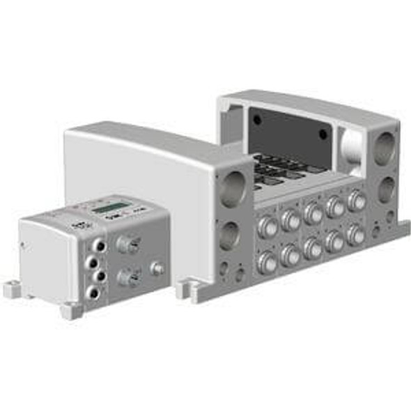 <h2>VV5QC41-**S*, Base Mounted, Plug-in Unit, I/O Serial Transmission Unit (EX250)</h2><p><h3>The VQC series has five standard wiring packages bringing a world of ease to wiring and maintenance work, while the protective enclosures of three of them conform to IP67 standards for protection from dust and moisture. The use of multi-pin connectors to replace wiring inside manifold blocks provides flexibility when adding stations or changing manifold configuration. The VQC series has outstanding response times and long life.</h3>- For VQC4000 base mounted, plug-in valves<br>- Protective enclosure conforms to IP67 for protection from dust and moisture<br>- I/O serial transmission kit reduces connection work, minimizes wiring and saves space<br>- Replaceable one-touch fittings<br>- 1 to 12 stations available as standard<br>- <p><a href="https://content2.smcetech.com/pdf/VQC4.pdf" target="_blank">Series Catalog</a>