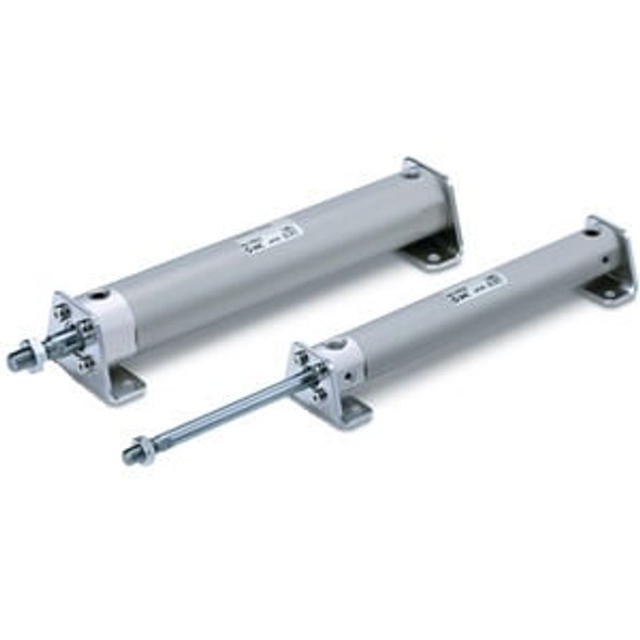 <h2>C(D)G1-Z, Air Cylinder, Single Acting, Spring Return, Spring Extend</h2><p><h3>Series CG1 single rod, single acting air cylinder has 4 bore sizes and can meet any application need. The tube is impact extruded aluminum to produce an extraordinarily smooth finish, allow low break-away pressure and smooth stroke action. Various mounting bracket options are available. Female piston rod threads are available as a standard option. Auto switch capable.</h3>- Standard: single acting, single rod, spring return/extend<br>- Bore sizes (mm): 20, 25, 32, 40<br>- Strokes (mm): 25 through 200<br>- Mounts: basic, foot, front or rear flange, front or rear trunnion, clevis<br>- Auto switch capable with a variety of lead wire lengths<p><a href="https://content2.smcetech.com/pdf/CG1_Z.pdf" target="_blank">Series Catalog</a>