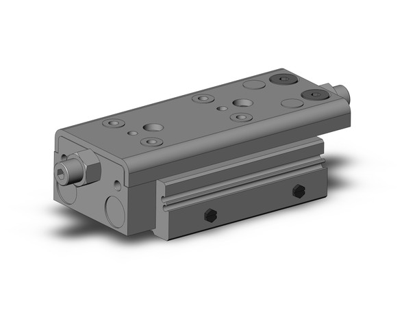 <h2>MXQ*A, Precision Slide Table (Recirculating Bearings) - Standard Double Ported</h2><p><h3>The MXQ*A is the newest generation of precision slide tables integrated with hardened stainless steel guides and rails to isolate the load bearing from the movement of the dual rods and piston seals. Its recirculating ball bearings are matched by size to each slide table with a slight negative clearance resulting in greater accuracy. The MXQ s thinly formed special stainless steel slide table reduces thickness allowing for a larger guide pitch providing high rigidity. The slide table s reduced weigh also increases allowable kinetic energy. The stoppers and shock absorbers are positioned at the center axis to minimize load deflection. The dowel pin holes positioned on the center axis standardizes mounting conditions for the basic and symmetric styles. The end lock option prevents the slide table from dropping in vertical applications, enhancing safety in the event of air pressure loss.<br>- </h3>- Bore sizes: 6, 8, 12, 16, 20, 25 mm<br>- Repeatable positioning accuracy: +/-0.05 mm<br>- Stroke adjuster options: rubber, metal stopper or shock absorber<br>- End lock option in the event of air pressure loss<br>- PTFE grease or food grade grease option<br>- RoHS compliant<br>- Auto switch capable<br>- <p><a href="https://content2.smcetech.com/pdf/MXQ_A.pdf" target="_blank">Series Catalog</a>