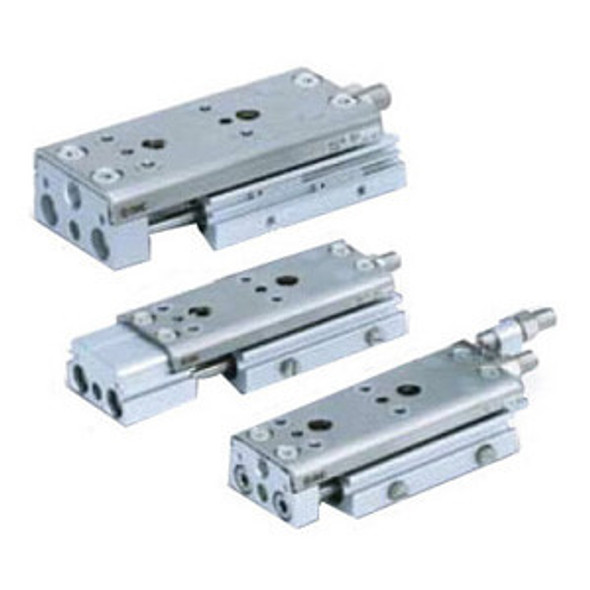 <h2>MXQ*A, Precision Slide Table (Recirculating Bearings) - Standard Double Ported</h2><p><h3>The MXQ*A is the newest generation of precision slide tables integrated with hardened stainless steel guides and rails to isolate the load bearing from the movement of the dual rods and piston seals. Its recirculating ball bearings are matched by size to each slide table with a slight negative clearance resulting in greater accuracy. The MXQ s thinly formed special stainless steel slide table reduces thickness allowing for a larger guide pitch providing high rigidity. The slide table s reduced weigh also increases allowable kinetic energy. The stoppers and shock absorbers are positioned at the center axis to minimize load deflection. The dowel pin holes positioned on the center axis standardizes mounting conditions for the basic and symmetric styles. The end lock option prevents the slide table from dropping in vertical applications, enhancing safety in the event of air pressure loss.<br>- </h3>- Bore sizes: 6, 8, 12, 16, 20, 25 mm<br>- Repeatable positioning accuracy: +/-0.05 mm<br>- Stroke adjuster options: rubber, metal stopper or shock absorber<br>- End lock option in the event of air pressure loss<br>- PTFE grease or food grade grease option<br>- RoHS compliant<br>- Auto switch capable<br>- <p><a href="https://content2.smcetech.com/pdf/MXQ_A.pdf" target="_blank">Series Catalog</a>