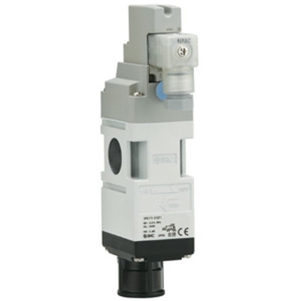 <h2>VP517/717, 3 Port Solenoid, Residual Pressure Relief, Modular Connection</h2><p><h3>VP5/717 series is a residual pressure relief 3 port valve with modular connection to SMC s AC series F.R.L unit.  It allows for space saving compared to non modular type.</h3>- Modular connection to AC series F.R.L. units<br>- Allows for space saving and reduced piping labor<br>- Power consumption: 0.35 W (Without light) and can be continuously energized<br>- IP65 Protection rating<br>- <p><a href="https://content2.smcetech.com/pdf/VP517.pdf" target="_blank">Series Catalog</a>