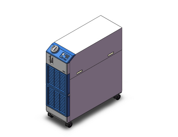 <h2>HRS090, Large Capacity Compact Chiller, 200~230/400/460 VAC</h2><p><h3>The HRS090 is a compact chiller with large cooling capacity. A 9.0kW air cooled or 10.5kW water cooled refrigeration circuit can be selected. The chiller package also contains the coolant circuit, including pump, tank, heat exchanger, and sensor monitored flow path. Set temperatures are PID controlled, while the system is monitored for 41 alarms. Additional features include a heating function, serial communications, and lockable casters for indoor mobility.</h3>- Cooling capacities: 9kw (air cooled), 10.5kW (water cooled)<br>- Temperature range setting: 5 to 35 C<br>- Temperature stability:  0.5  460~480VAC 60Hz<br>- Refrigerant: R410A HFC<br>- Circulating fluid: tap or deionized water or 15% ethylene glycol solution<br>- <p><a href="https://content2.smcetech.com/pdf/HRS090.pdf" target="_blank">Series Catalog</a>