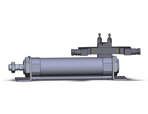 SMC CDVM5L40-100-25DZ round body cylinder w/valve cylinder, valve mounted, dbl acting