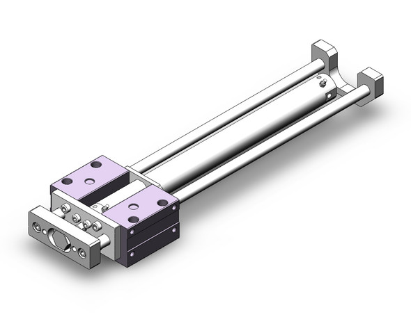 <h2>MGCM Compact External Guided Cylinder, Slide Bearing</h2><p><h3>The MGCM integrates a round body cylinder for its power source with external guide rods to isolate the load bearing from the movement of the actuator s rod and seals for a compact and light weight unit. The carbon steel alloy slide bearing provides lateral stability protecting it from side load impacts. It is designed with air cushions at the end of stroke for maximum kinetic energy absorption. Non-rotating accuracy ranging from +/-0.04  for 50 mm bore to +/-0.07  for 20 mm bore. Air cushions as standard.<br>- </h3>- Bore sizes: 20, 25, 32, 40, 50 mm<br>- Available in basic or front flange mounting<br>- Adjustable stroke option, extent cycle (XC8)<br>- Adjustable stroke option, retract cycle (XC9)<br>- Dual stroke option, single rod (XC11)<br>- Auto switch capable<br>- <p><a href="https://content2.smcetech.com/pdf/MGC.pdf" target="_blank">Series Catalog</a>