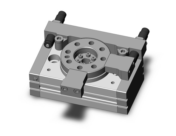 <h2>MSQ, Rotary Table, Rack &amp; Pinion, Shock Absorber</h2><p><h3>The MSQ compact rotary table is ideal for material transfer applications. It incorporates load bearings and a mounting face with a rack-and-pinion style rotary actuator. The seven sizes are 10, 20, 30, 50, 70, 100, and 200 with rotational adjustments from 0-190 degrees, and auto switch capability. Additional features include a hollow shaft and direct load mounting possibility.<br>- </h3>- Rotary table w/external shock absorber<br>- Four bore sizes available<br>- High precision or basic type available<br>- 90  and 180  rotation available<br>- Auto switch capable<br>- <p><a href="https://content2.smcetech.com/pdf/MSQ.pdf" target="_blank">Series Catalog</a>