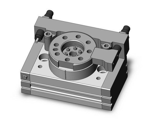 <h2>MSQ, Rotary Table, Rack &amp; Pinion, Shock Absorber</h2><p><h3>The MSQ compact rotary table is ideal for material transfer applications. It incorporates load bearings and a mounting face with a rack-and-pinion style rotary actuator. The seven sizes are 10, 20, 30, 50, 70, 100, and 200 with rotational adjustments from 0-190 degrees, and auto switch capability. Additional features include a hollow shaft and direct load mounting possibility.<br>- </h3>- Rotary table w/external shock absorber<br>- Four bore sizes available<br>- High precision or basic type available<br>- 90  and 180  rotation available<br>- Auto switch capable<br>- <p><a href="https://content2.smcetech.com/pdf/MSQ.pdf" target="_blank">Series Catalog</a>