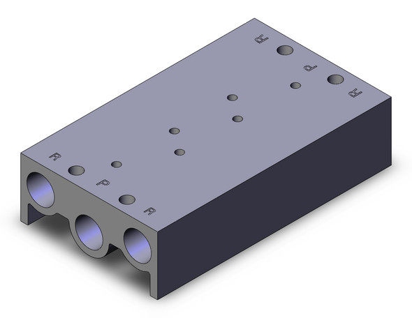 <h2>VV5F3, Manifold, B Mount (Integrated)</h2><p><h3>Series VF, a five port pilot solenoid valve, offers large flow capacity in a compact size. The VF is available in many variations including three types of manual override and four types of electrical entry. Common exhaust for main valve and pilot valve is also available.<br>- </h3>- VF3000 series manifold<br>- Metric threads [Rc(PT)]<br>- Manifold type: B mount (single base type)<br>- Maximum stations: 20<br>- Port sizes: 1/8, 1/4<br>- Common EXH, Individual EXH<br>- <p><a href="https://content2.smcetech.com/pdf/VF_New.pdf" target="_blank">Series Catalog</a>