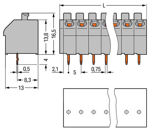 Wago 250-503/000-006 PCB terminal block