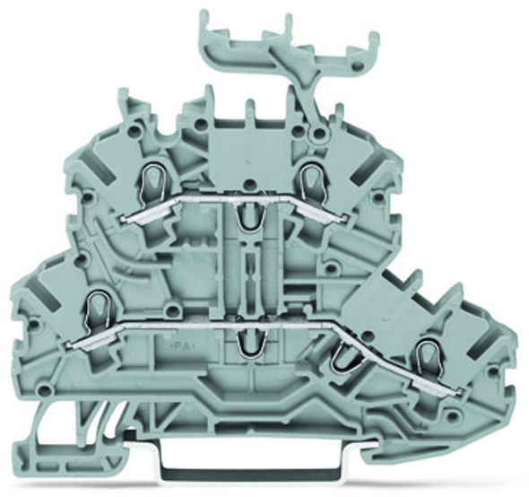 Wago 2000-2231 TOPJOBS double-deck terminal block; through/through (L/L); with marker carrier; rail mount; 2-conductor; 3.5 mm wide; gray