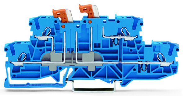 Wago 2002-2954 TOPJOBS double-deck double-disconnect terminal block; 2 knife disconnects; disconnect/disconnect (N/N); rail mount; 2-conductor; 5.2 mm wide; blue