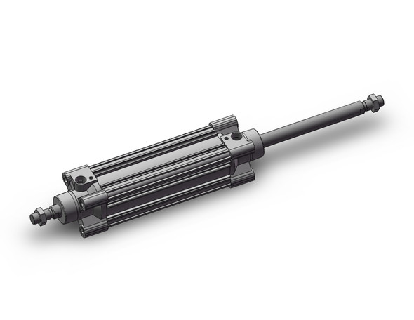 <h2>CP96S(D), ISO 15552 Cylinder, Double Acting, Single/Double Rod w/Air Cushion and Bumper Cushion</h2><p><h3>CP96, profile tube design ISO cylinder with enclosed tie rods, is available in 6 bore sizes from  32 to  125mm.  The series is available with a single or double rod in 6 bore sizes from  32 to  125mm. The air cushion and bumper cushion combination greatly reduces noise at the end of stroke. High accuracy covers and tie rod nuts improve mounting accuracy and extend the cylinder life. Increasing the precision of the bushing and piston rod, as well as reducing tolerances, has decreased the deflection of the piston rod. Standard strokes range from 25 to 800mm.</h3>- Double acting, standard type, single rod<br>- Bore sizes (mm): 32, 40, 50, 63, 80, 100<br>- End of stroke air cushion and rubber bumperStandard stroke up to 800mm<br>- Auto switch capable<p><a href="https://content2.smcetech.com/pdf/CP96.pdf" target="_blank">Series Catalog</a>